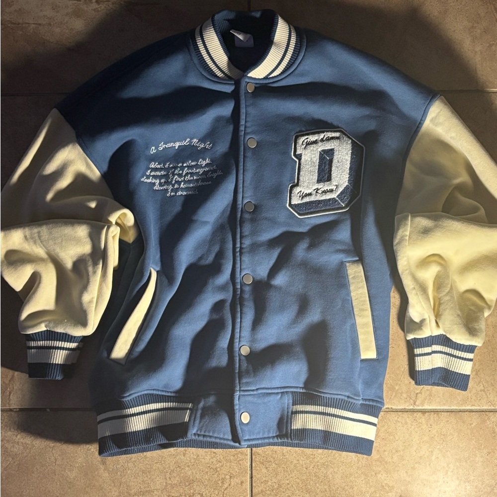 Blue and Cream Varsity Jacket